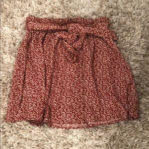 Red floral skirt